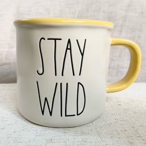 Rae Dunn Mug “STAY WILD” Light Yellow Trim Accent